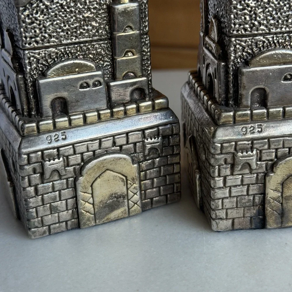 Judaica Sterling 925 Shabbat Jewish Candle Sticks‎ Religious Holloware VTG Set